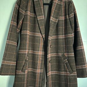 LOFT Brown Plaid Trench Coat